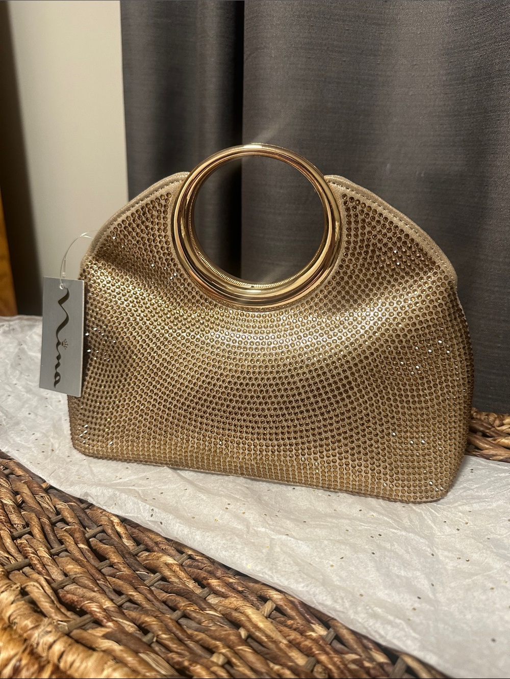 NWT - Nina Gold Crystal-Embellished Evening Bag